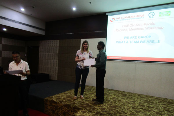 Received Appreciation Certificate from GAROP International Secretary 1