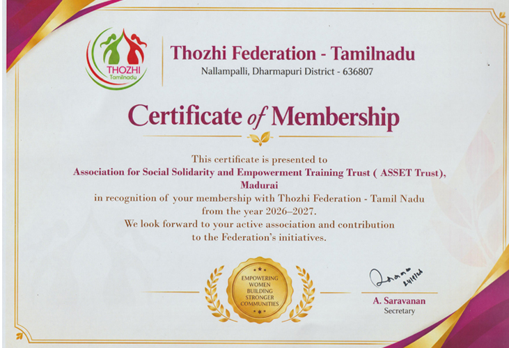 Asset Trust Membership with Thozhi Federation - Tamil Nadu (State level Network)